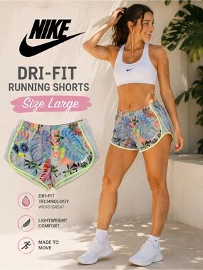 Nike Dri-FIT Tempo Running Shorts w/Built In Liner Tropical Print Size Large